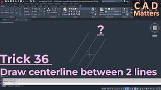 Trick36-Draw center line between 2 lines ترك 36- رسم خط مركز بين خطين