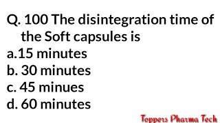 Pharmacist Exam Questions Paper MCQ - 35