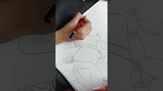 How to draw krishna and yashoda.Krishna drawing.JANMASATAMI drawing.My magic art and crafts. #shorts