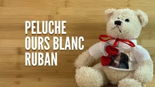 PELUCHE OURS BLANC RUBAN