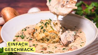 Rahmchampignon mit Semmelknödel – perfekt für den Herbst