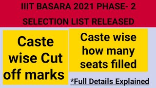 IIIT Basara Phase 2 Selection List caste wise Cut off  || Special category cutoff in iiit Basara