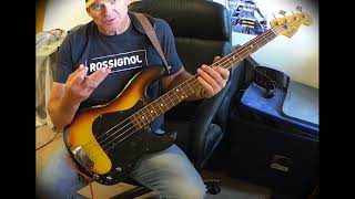 Bass Lesson - Funky P Bass - Pick - Flat Wound Strings - Andy Irvine