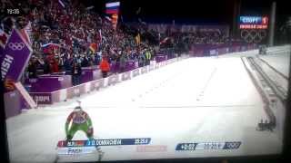 Biathlon women's Mass Start 12.5 km finish of Darya Domracheva Gold! Sochi 2014