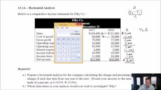 Module 12, Video 2 - Horizontal Analysis - Problem 12-1A