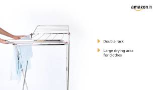 LiMETRO STEEL Stainless Steel Foldable Cloth Dryer Stand Double Rack Cloth Stands for Drying Cloths