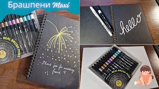 Брашпени Maxi Metallic та блокнот з чорними аркушами | Maxi Metallic Brush Pens and new notebook