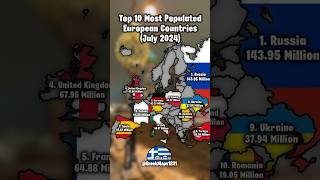 Top 10 Most Populated European Countries (July 2024) #map #mapping #geotuber #geotube #countries