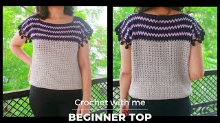 CROCHET- Beginner Top / Crochet top / Crop top