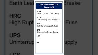 Top Electrical Full Forms-6  #Electrical GK