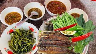 Grill fish with Vegetables in rural