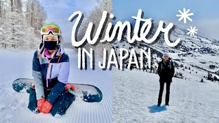 WINTER IN JAPAN | Snowboarding, Stove Train, & Snow Corridor!