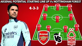 🚨Arsenal potential starting line up vs Nottingham Forest🔥 English Premier League 2024/2025  round 12