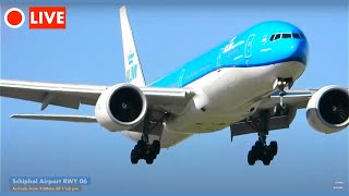 LIVE PlaneSpotting 🔴 WINDY 35KTS Flights! #SCHIPHOL AIRPORT