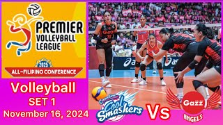 CREAMLINE VS PETRO GAZZ SET 1 PREMIER VOLLEYBALL LEAGUE ALL FILIPINO CONFERENCE November 16, 2024