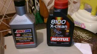 AMSOIL Premium protection 10W40 и Motul X-Clean 5W40 на -19 градуса