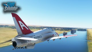 Flying the Entire Suez Canal with a T-45 Goshawk in Microsoft Flight Simulator (Ever Given Add-On)