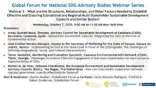 Effective & Enduring Subnational & Regional Multi-Stakeholder SD Councils & Similar Bodies