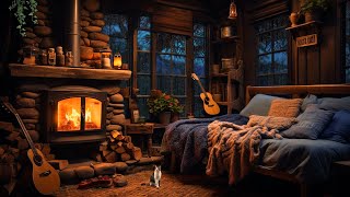 Cozy Rain Sounds on Window with Crackling Fireplace | Relaxing Sleep, Study and Focus Ambience