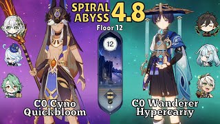 C0 Cyno Quickbloom & C0 Wanderer Hypercarry | Spiral Abyss 4.8 Floor 12 | Genshin Impact