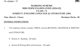 class 10 english  Marking scheme(08/10/24)Mid term examanswers. #officialanswerkey10english