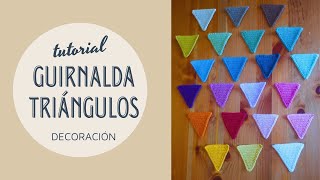 GUIRNALDA a CROCHET de triángulos. Tira de banderolas a ganchillo. Decoración para la casa, jardín.