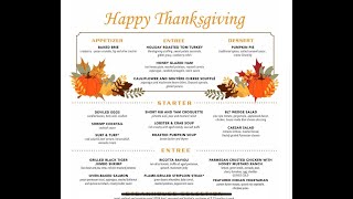 THANKSGIVING DINNER MENU, CARNIVAL CRUISE LINE #carnivalcruiseline #dinnermenu