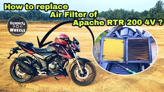 HOW TO REPLACE AIR FILTER OF TVS RTR200 || TVS APACHE RTR200 4V AIR FILTER CHANGE || DO IT YOURSELF