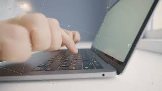 Close-up of man typing on laptop keyboard. Action. Printing letter or dissertation on laptop. Man