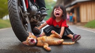 cat sad story😭kitten hit by motorbike