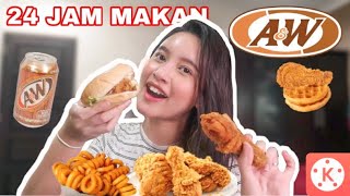 24 JAM CUMA MAKAN MAKANAN A&W! | Aurelliaurel