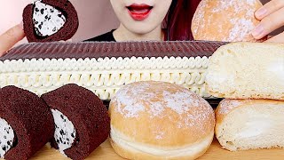 ASMR CRUNCHY CHOCOLATE ICE CREAM, CREAM DONUTS MUKBANG 초콜릿 아이스크림 케이크, 편의점 크림 도넛 먹방 eating sounds