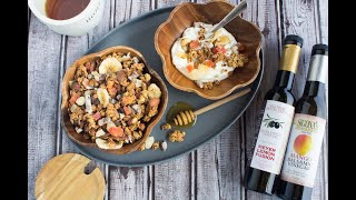 DIY Tropical Granola featuring Sigona's infused balsamic and olive oil