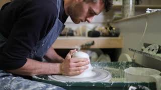 Making A Porcelain Vase - Preparing Clay & Throwing On The Wheel (ASMR) - Matt Horne Pottery