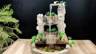 Beautiful wood style natural waterfall fountain water fountain making at home