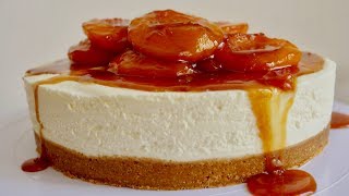 Cheesecake de pêssego caramelizado/Cheesecake sem forno