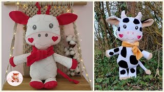 Peluches Lili la girafe et Lili la vache - ValMa Créas