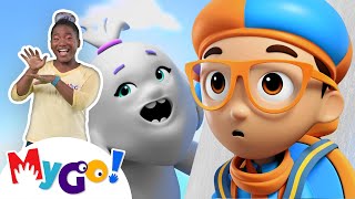 Blippi Wonders - Snowy Mountain Adventure!! | Cartoons For Kids | MyGo! Sign Language For Kids | ASL