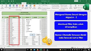 CARA MENGURUT NAMA BERDASARKAN ABJAD  DAN MEMBUAT FILTER PADA TABEL EXCEL