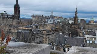 Edinburgh, cityscape view from Museum of Scotland roof terrace, August 2023.