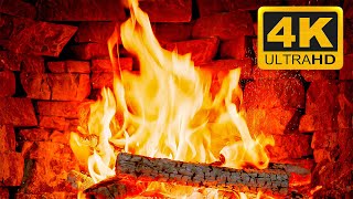 Burning Crackling Fireplace Sounds for Christmas | Fireplace Sounds 4K UHD