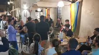 Pizzica being sung in a restaurant in Lecce, Puglia