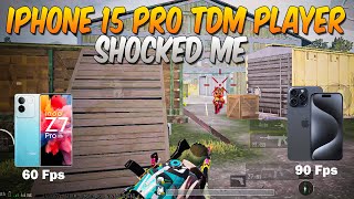 Thsi TDM Player Have iPhone 15 Pro 90Fps🥵👿 ! Can i Win? 😡🤬 | iQoo Z7 Pro vs iPhone 12 Mini