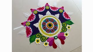 rangoli designs with colours / festival rangoli / diwali rangoli / easy rangoli