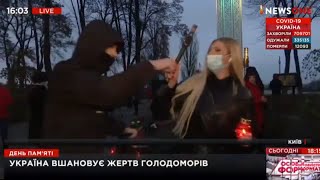 Нападение на журналистку NewsOne в прямом эфире