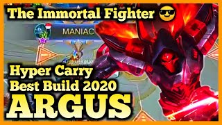 ARGUS BEST BUILD, ARGUS MOBILE LEGENDS, ARGUS GAMEPLAY, ARGUS MANIAC, ARGUS HYPER CARRY, 2020 MLBB