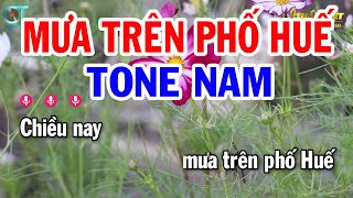 Karaoke Mưa Trên Phố Huế Tone Nam ( Bb ) Nhạc Sống Mới || Karaoke Tuấn Kiệt