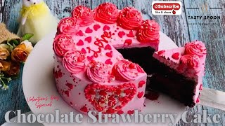 Chocolate Strawberry Cake Recipe | Valentine's Day Special | Best Eggless Cake | Arpi's Kitchen