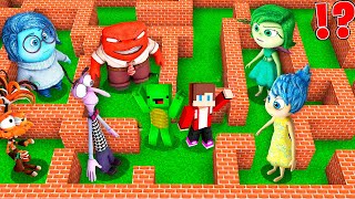 JJ and Mikey SURVIVE IN MAZE WITH Joy , Disgust , Fear , Anger Inside Out 2 in Minecraft Maizen