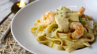 Pasta con salsa de gambas, langostinos o camarones 🦐🦐 | sin lactosa